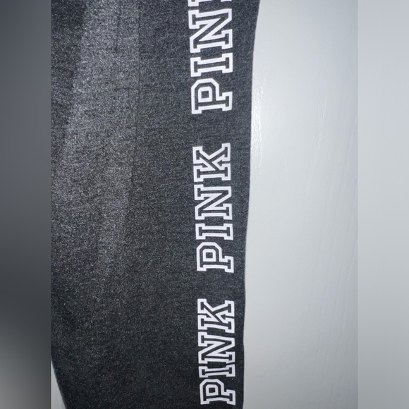 PINK Victoria's Secret Charcoal and Pink Logo Leggings - Picture 3 of 4